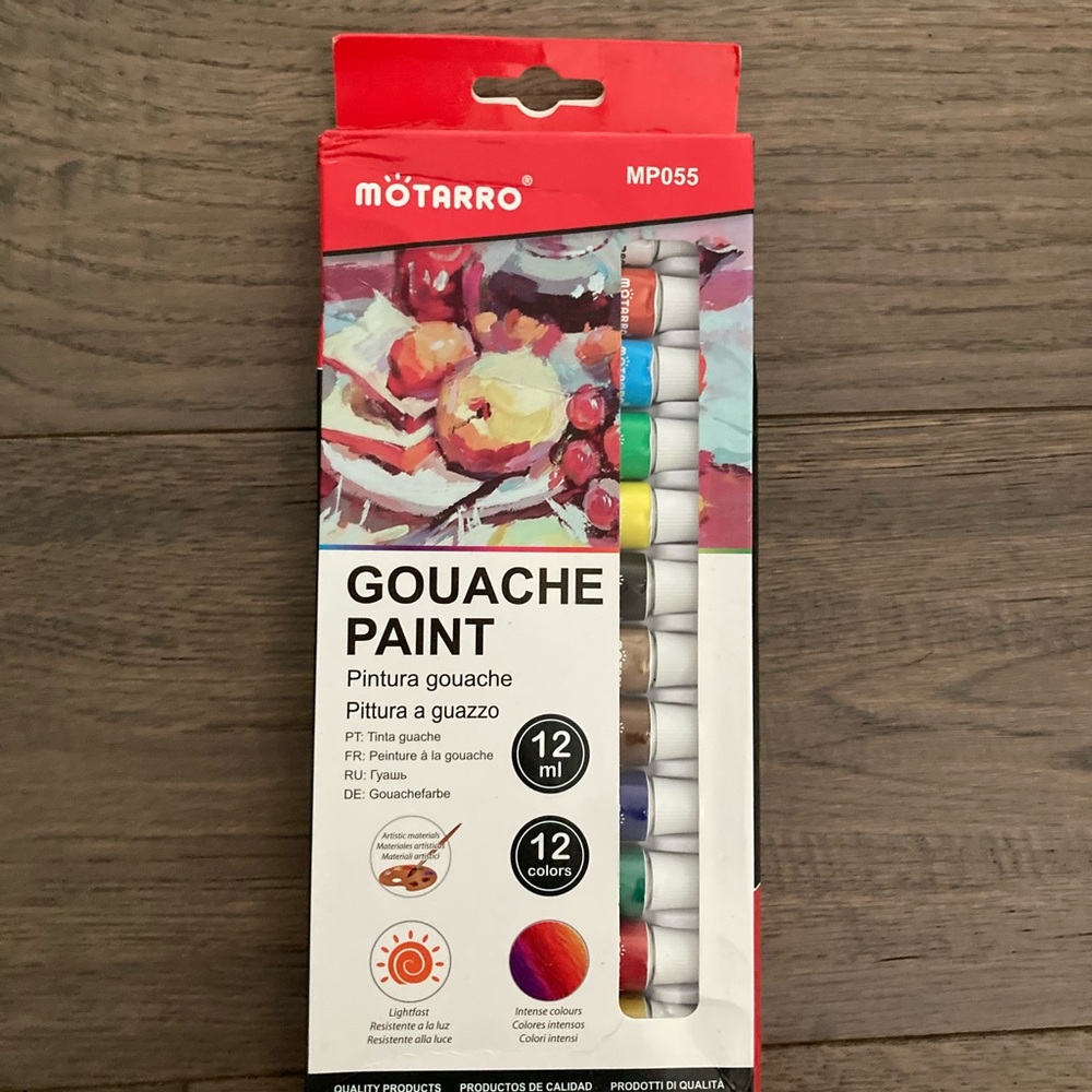 Artist Grade Premium Quality Gouache Paint Set - 12 Classic Original Colors